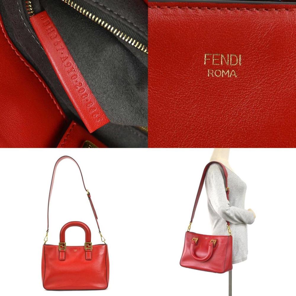 Red Leather Fendi Shoulder Bag