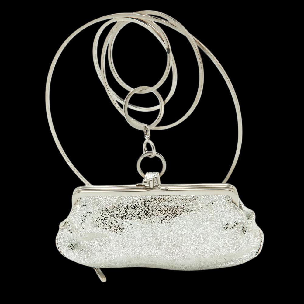 Silver Suede Fendi Clutch