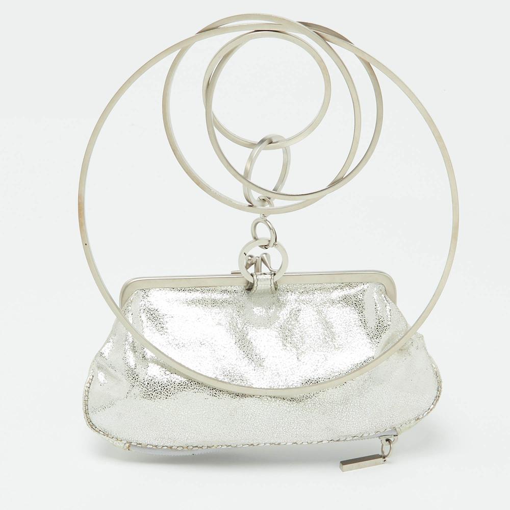 Silver Suede Fendi Clutch