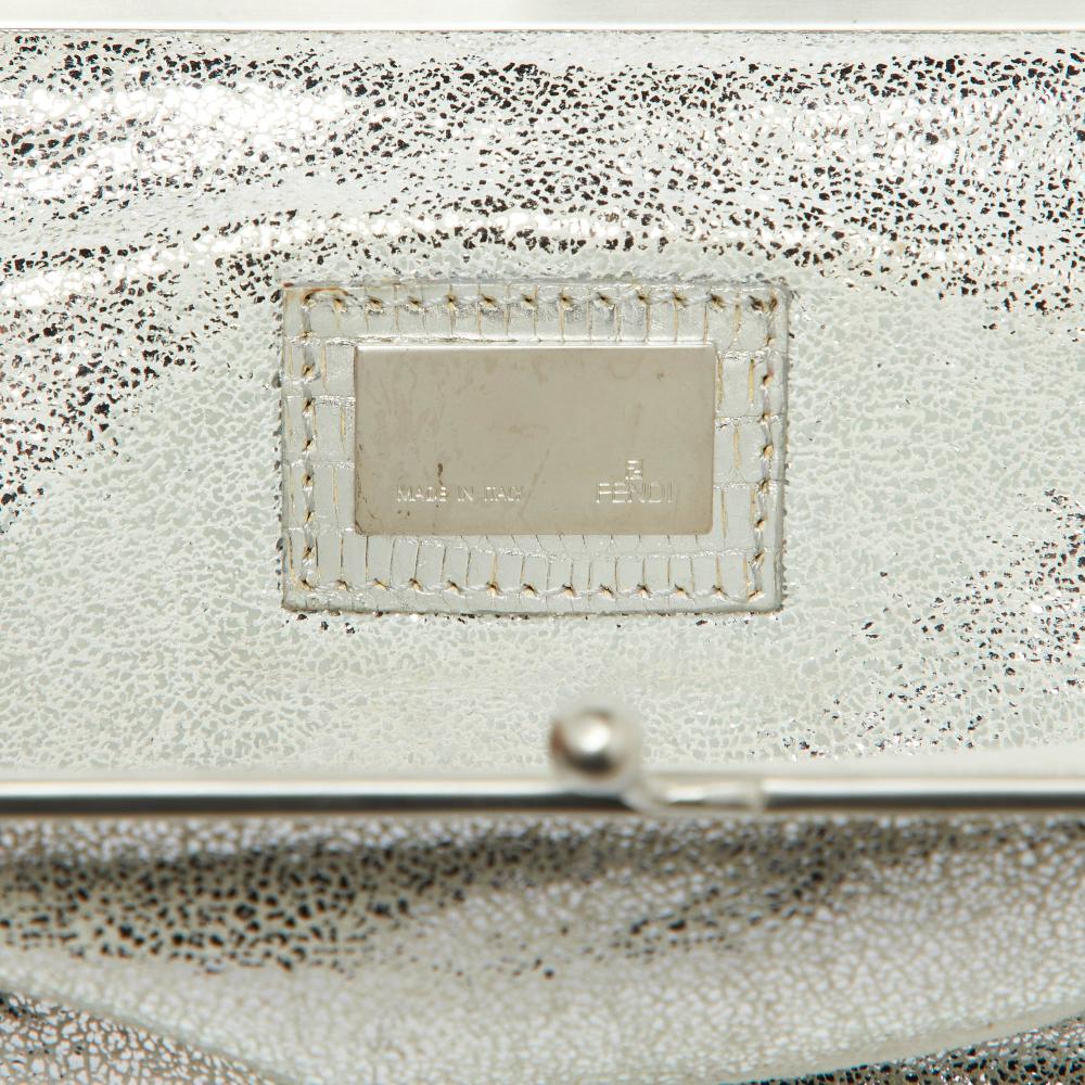 Silver Suede Fendi Clutch