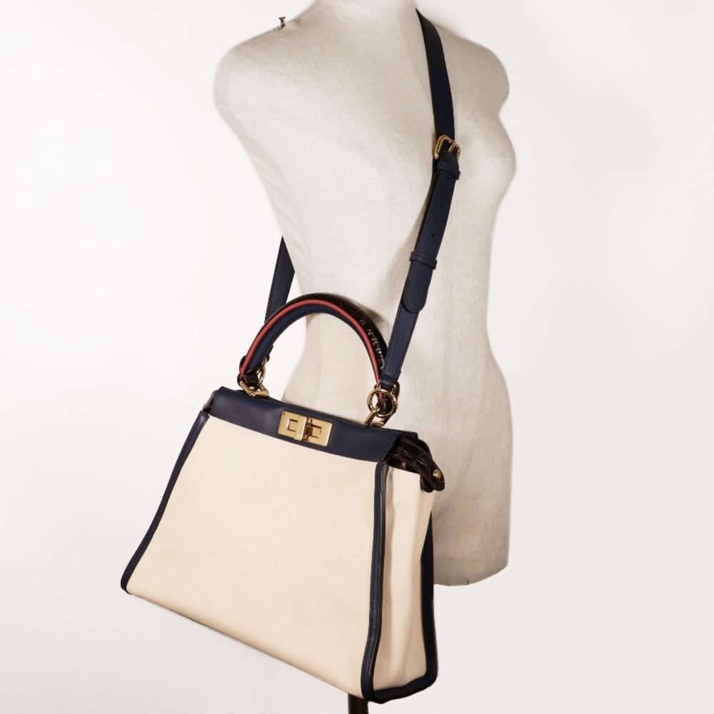 White Canvas Fendi Peekaboo