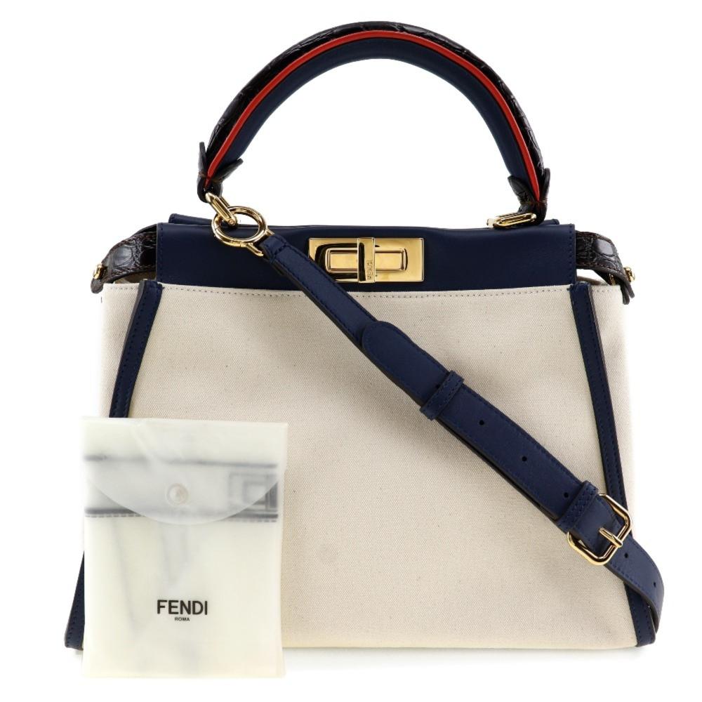 White Canvas Fendi Peekaboo