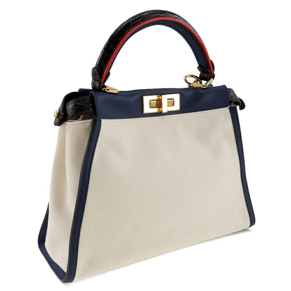 White Canvas Fendi Peekaboo