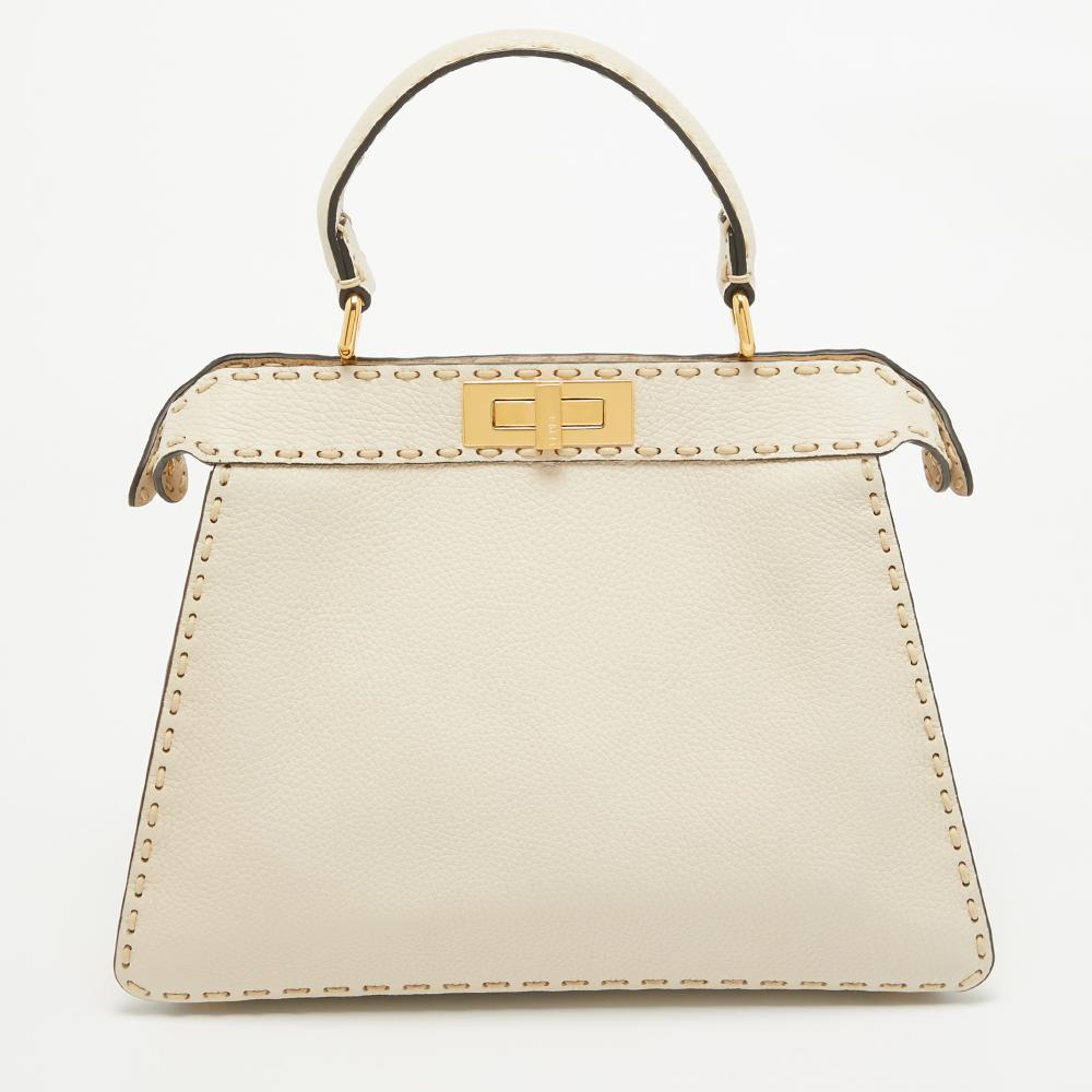White Leather Fendi Peekaboo