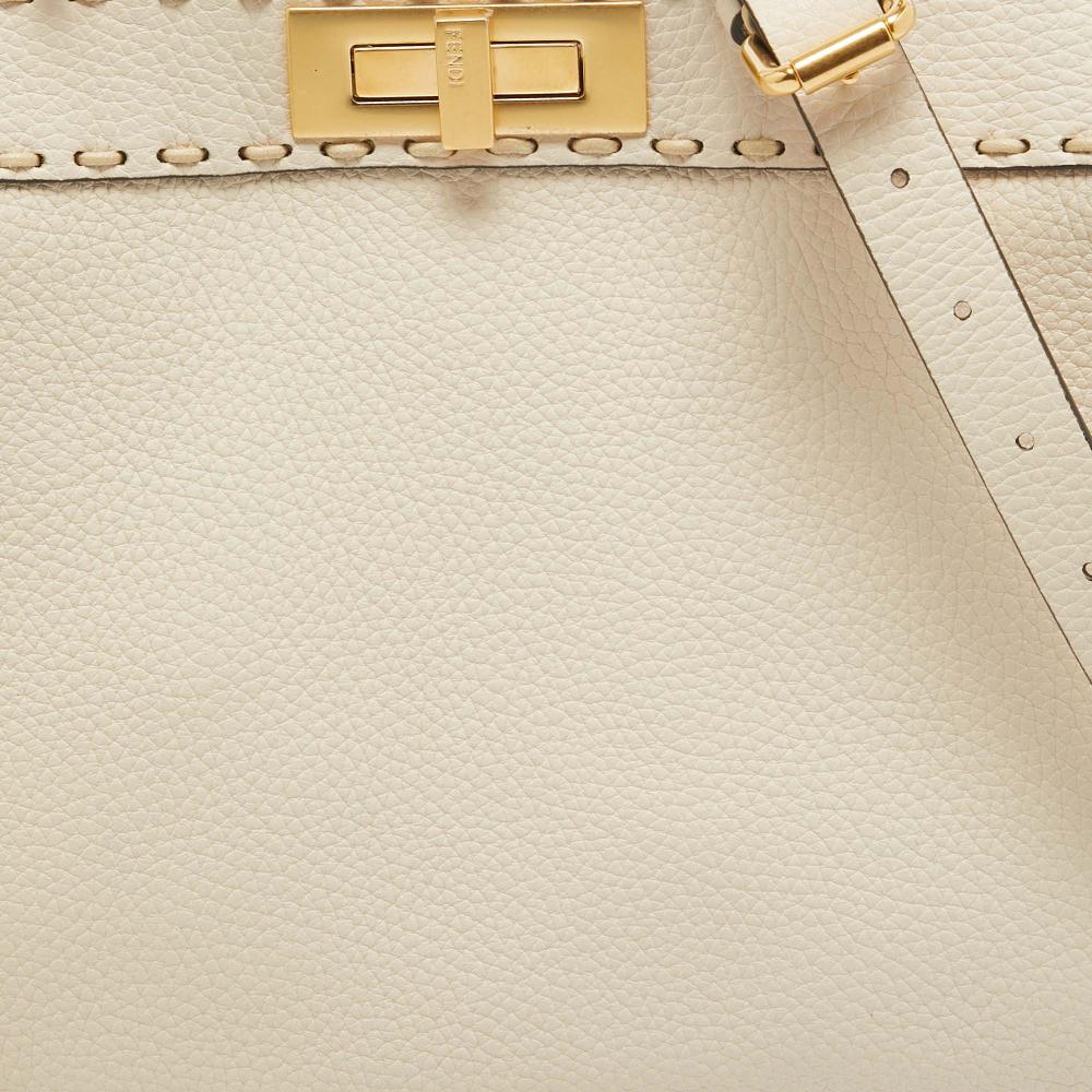 White Leather Fendi Peekaboo