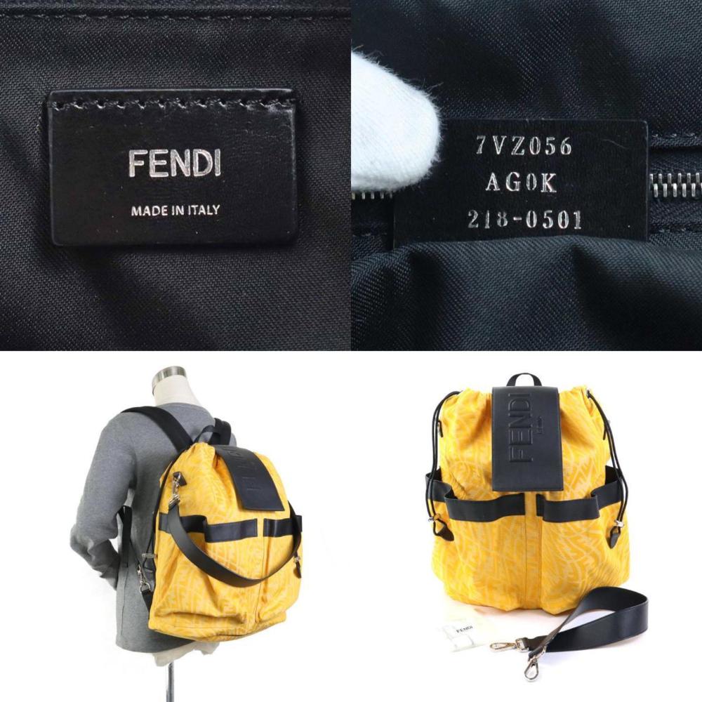 Yellow Canvas Fendi Backpack