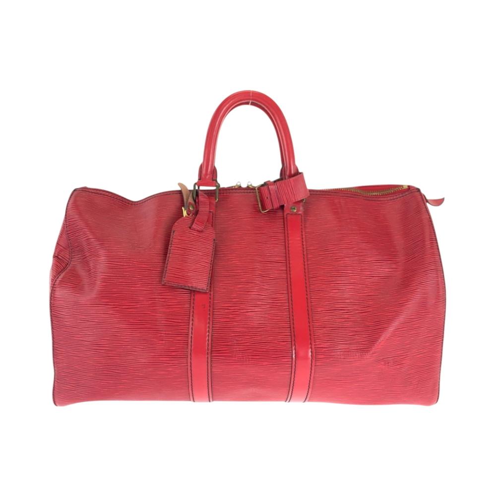 Red Leather Louis Vuitton Keepall