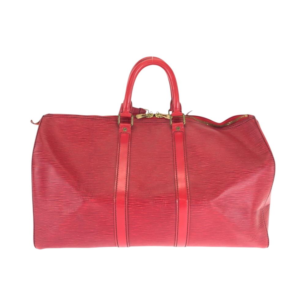 Red Leather Louis Vuitton Keepall