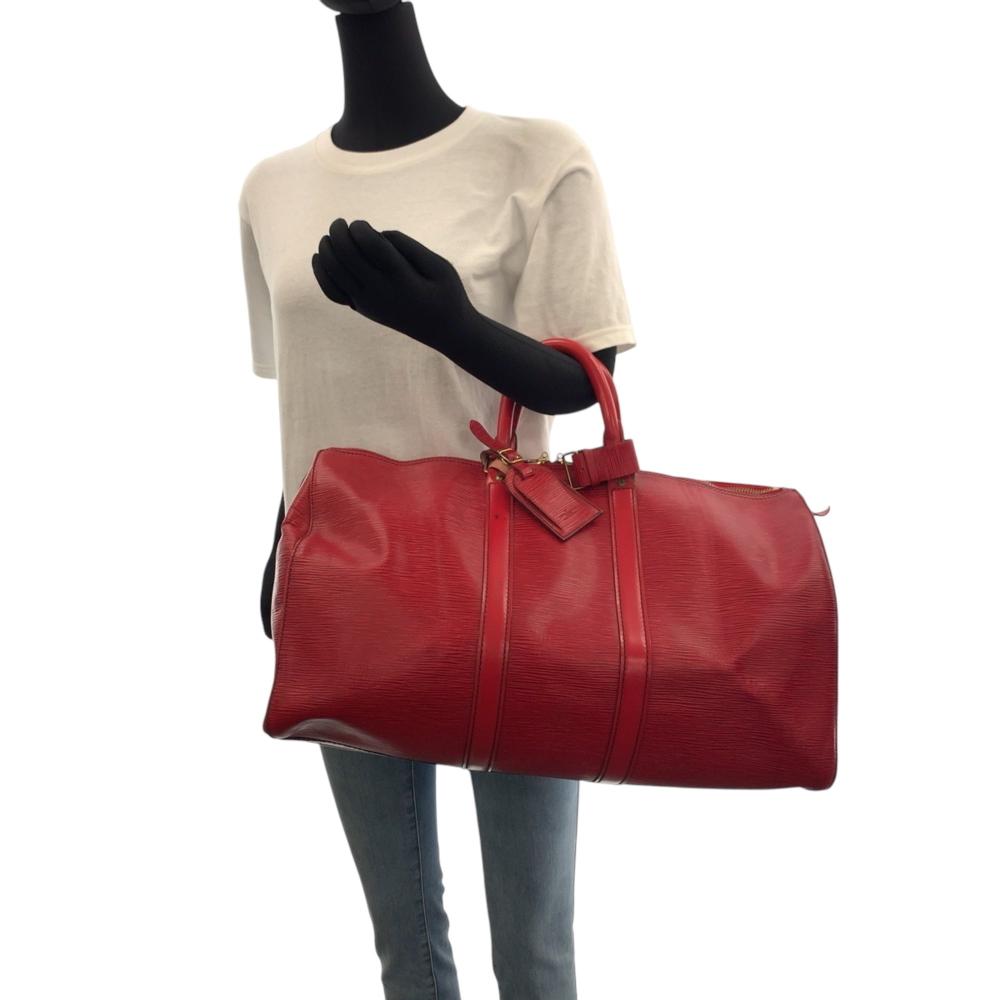 Red Leather Louis Vuitton Keepall