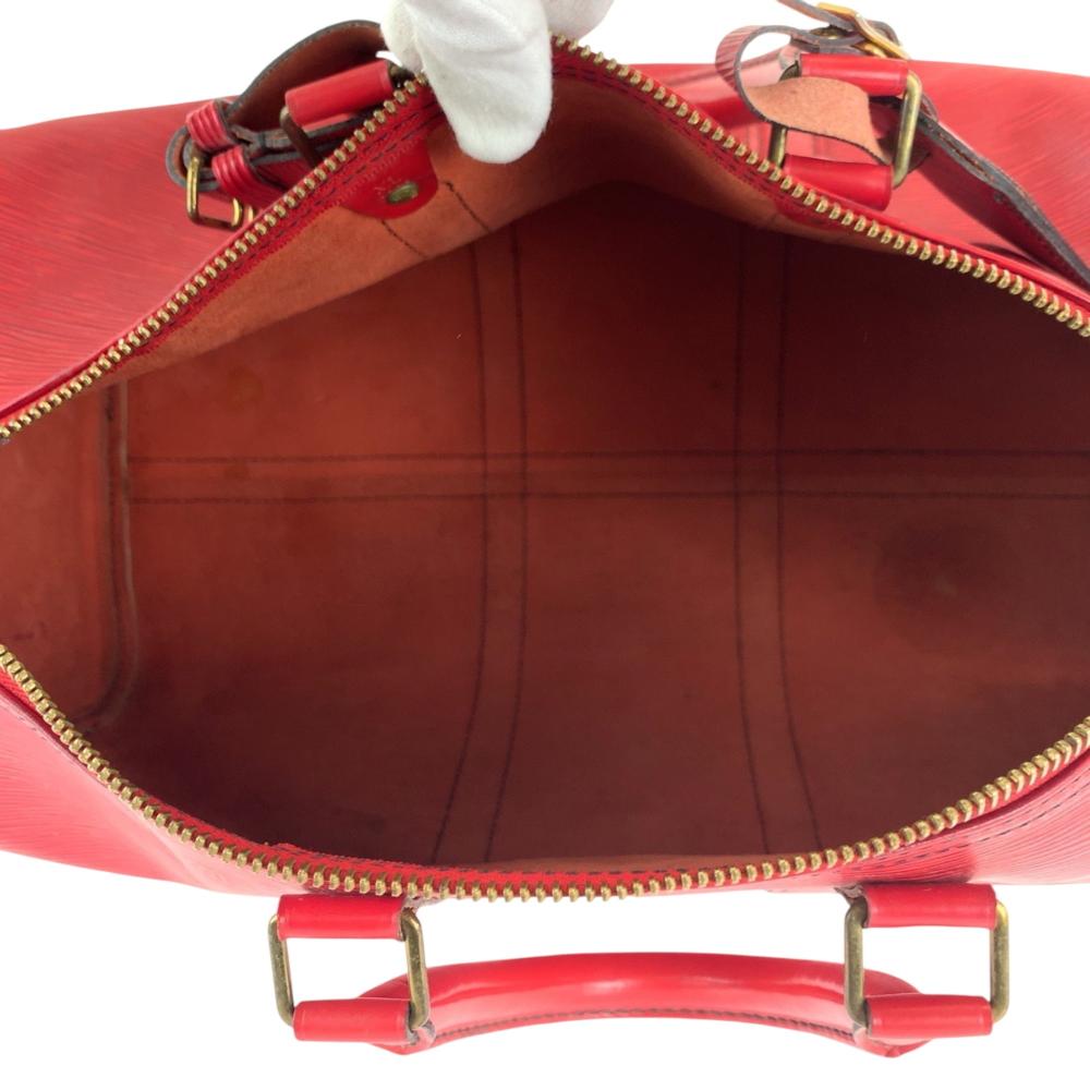 Red Leather Louis Vuitton Keepall