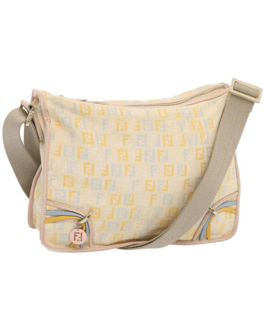 Beige Canvas Fendi Shoulder Bag