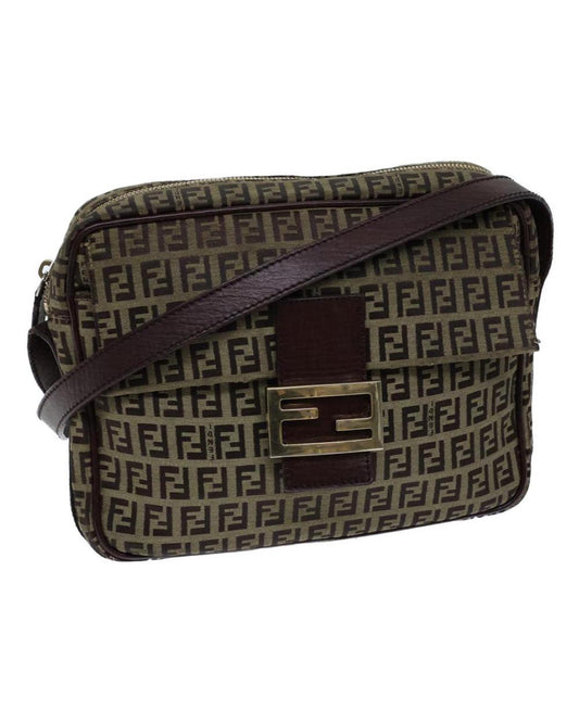 Beige Canvas Fendi Shoulder Bag