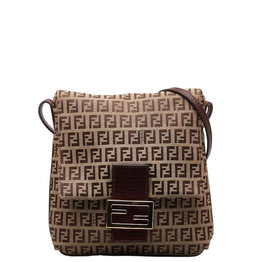 Beige Canvas Fendi Shoulder Bag