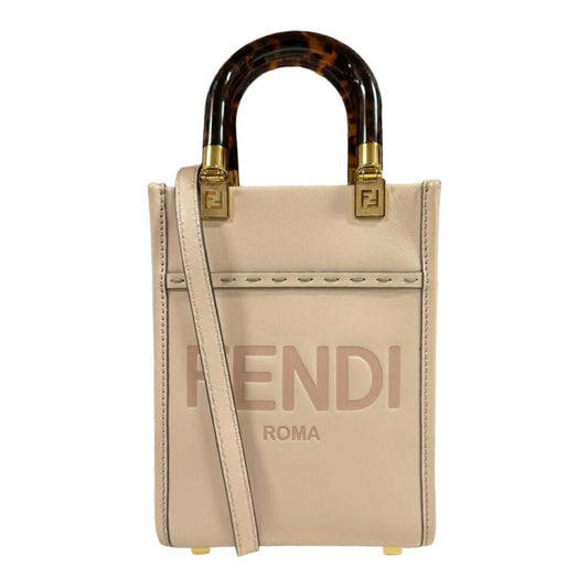Beige Leather Fendi Shoulder Bag