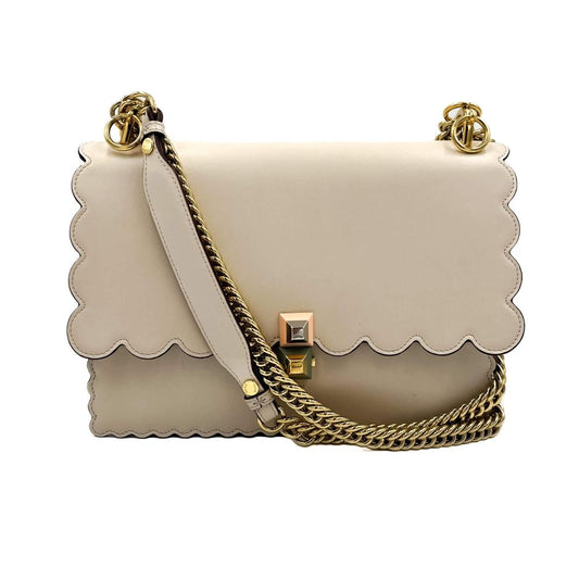 Beige Leather Fendi Shoulder Bag