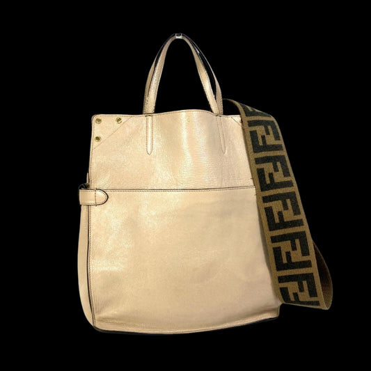 Beige Leather Fendi Shoulder Bag