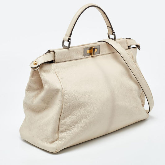 Beige Leather Fendi Peekaboo