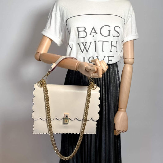 Beige Leather Fendi Shoulder Bag