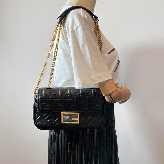 Black Leather Fendi Baguette