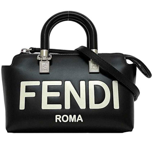 Black Leather Fendi Boston Bag