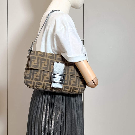 Brown Canvas Fendi Baguette