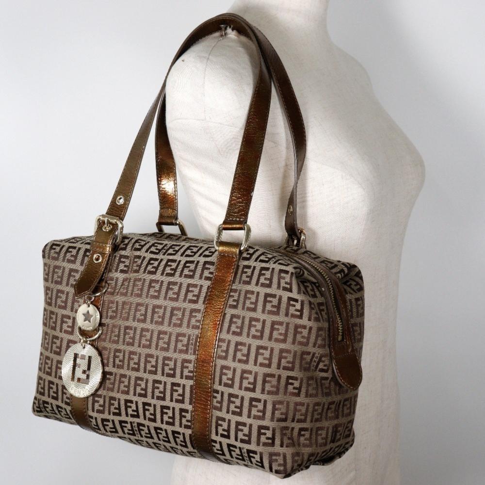 Brown Canvas Fendi Shoulder Bag