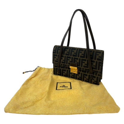 Brown Canvas Fendi Shoulder Bag