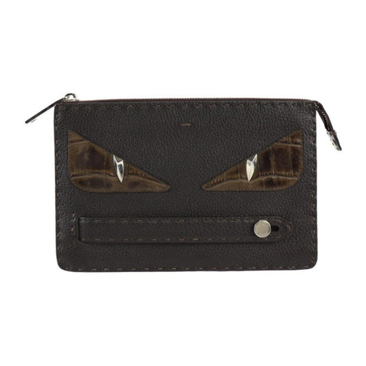 Brown Leather Fendi Clutch