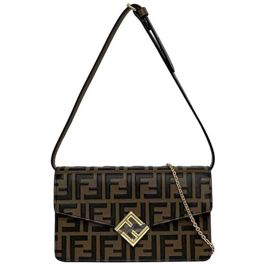 Brown Leather Fendi Shoulder Bag