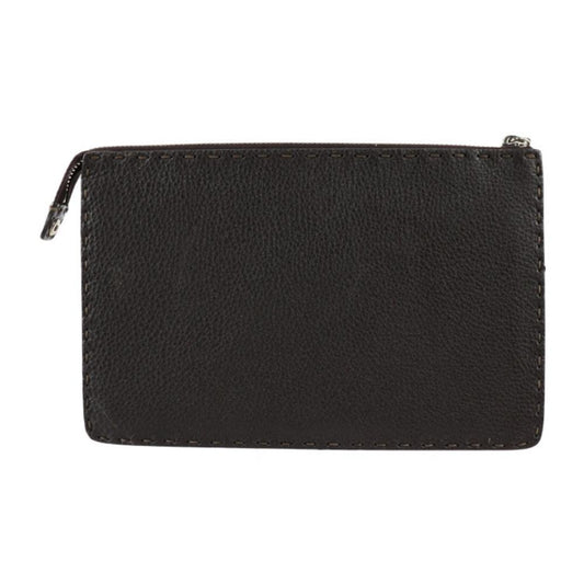 Brown Leather Fendi Clutch