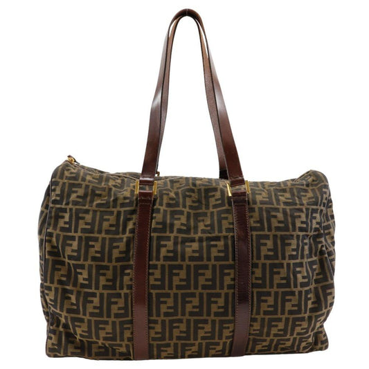 Brown Nylon Fendi Boston Bag