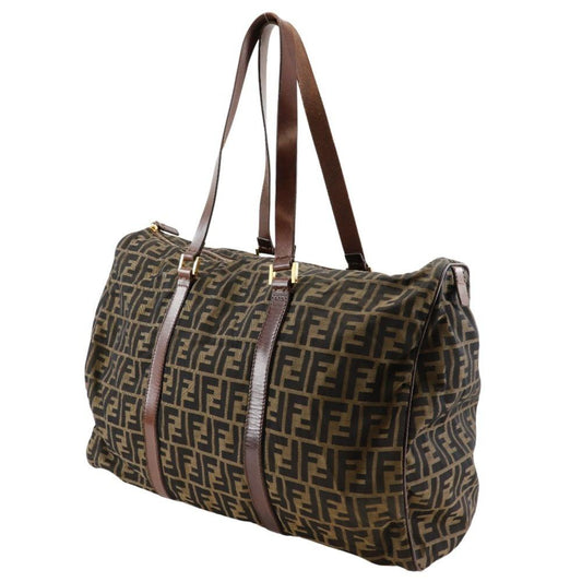 Brown Nylon Fendi Boston Bag