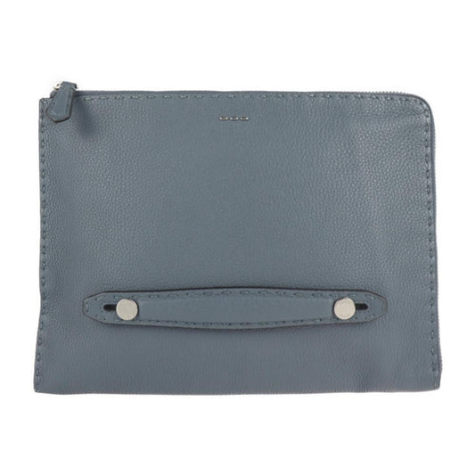 Grey Leather Fendi Clutch