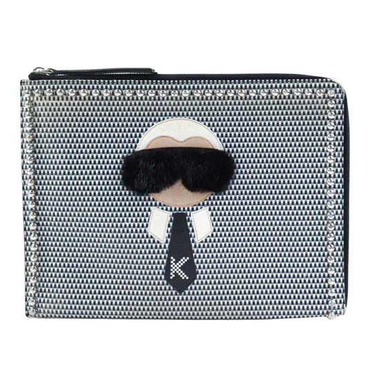 Grey Leather Fendi Clutch