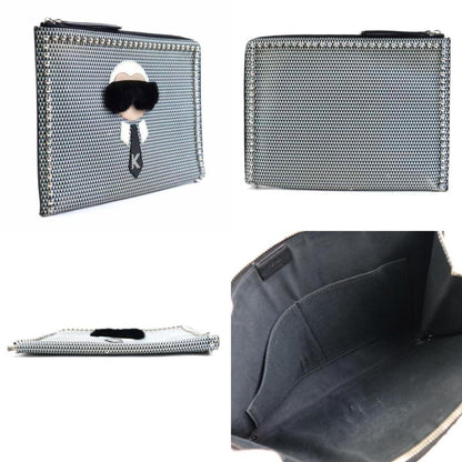 Grey Leather Fendi Clutch