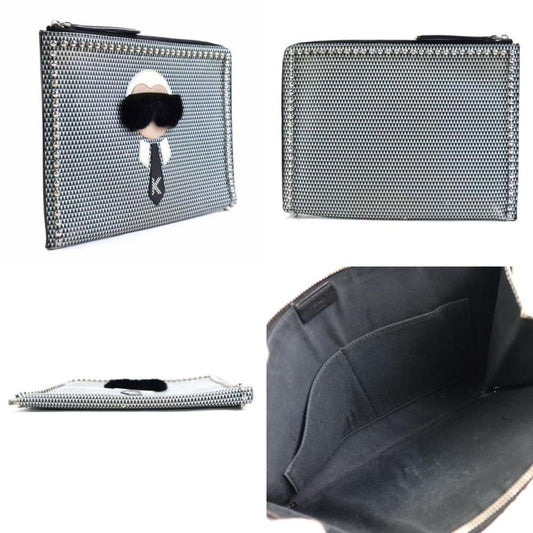 Grey Leather Fendi Clutch