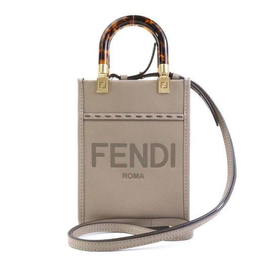 Grey Leather Fendi Shoulder Bag