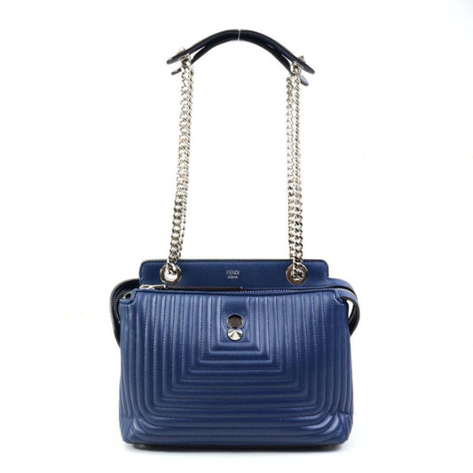 Navy Leather Fendi Shoulder Bag