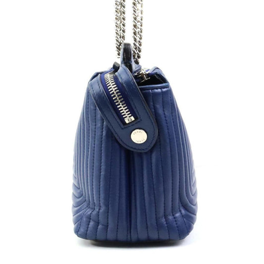 Navy Leather Fendi Shoulder Bag