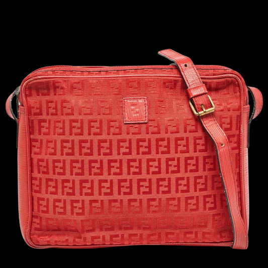 Red Canvas Fendi Crossbody Bag