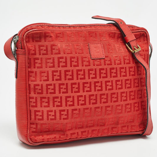Red Canvas Fendi Crossbody Bag