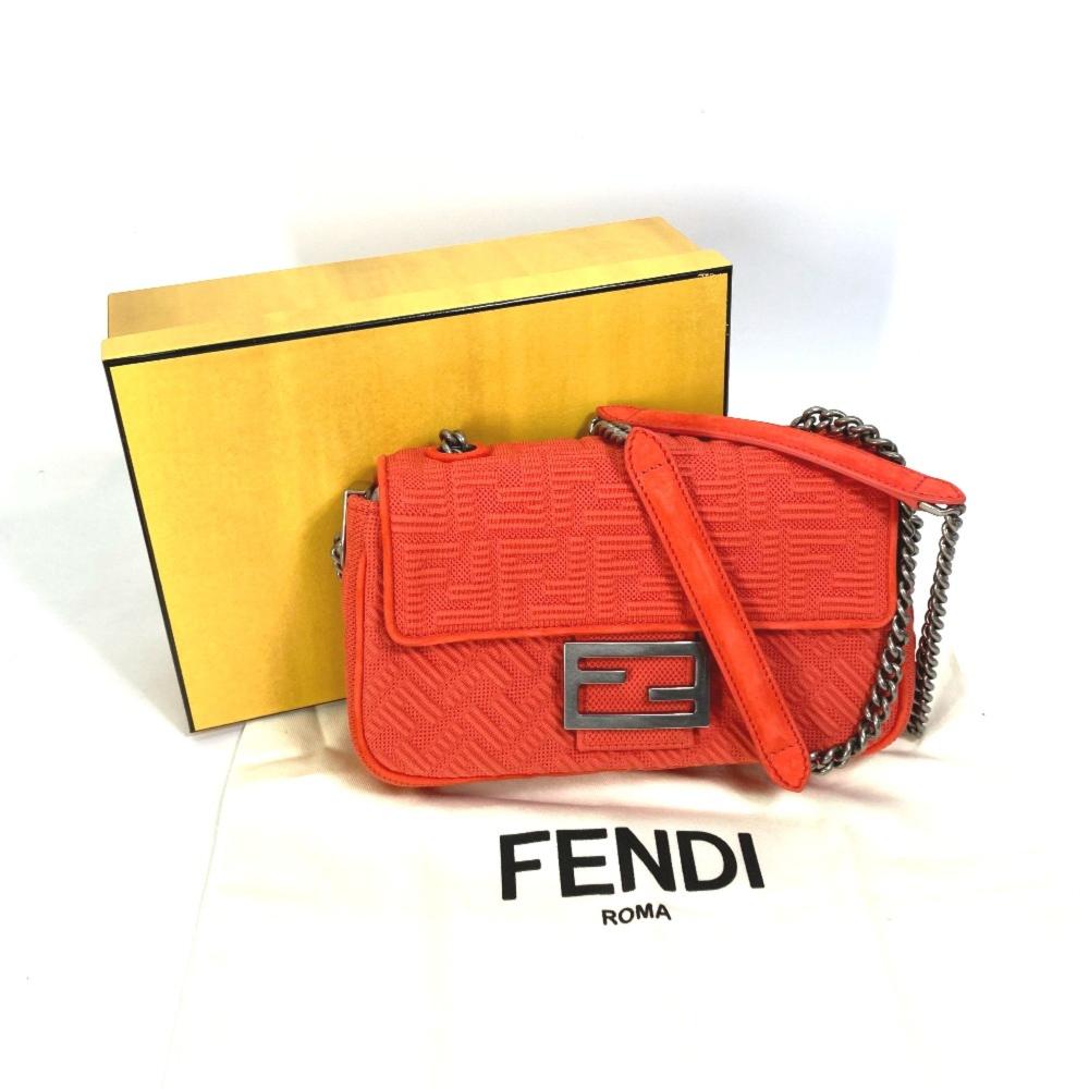 Red Canvas Fendi Shoulder Bag