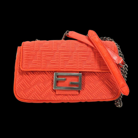 Red Canvas Fendi Shoulder Bag