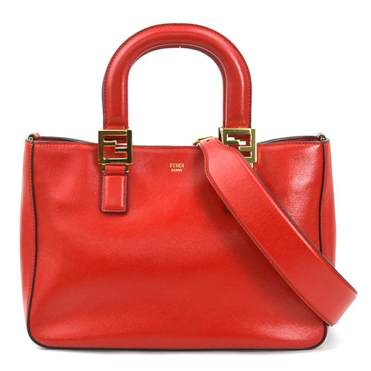 Red Leather Fendi Shoulder Bag
