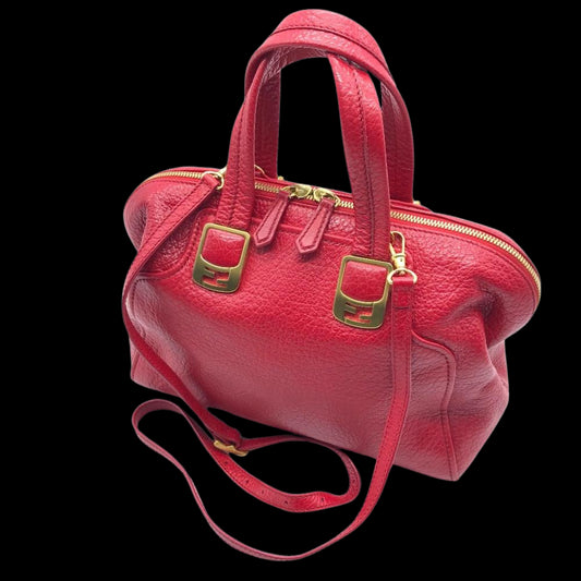Red Leather Fendi Shoulder Bag