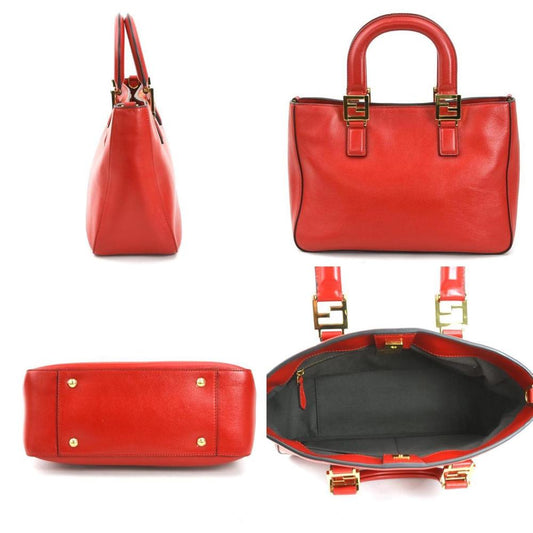 Red Leather Fendi Shoulder Bag