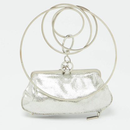 Silver Suede Fendi Clutch