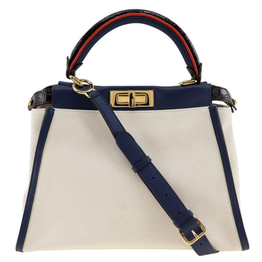 White Canvas Fendi Peekaboo