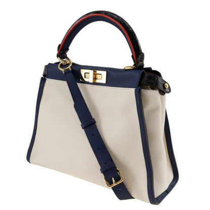 White Canvas Fendi Peekaboo
