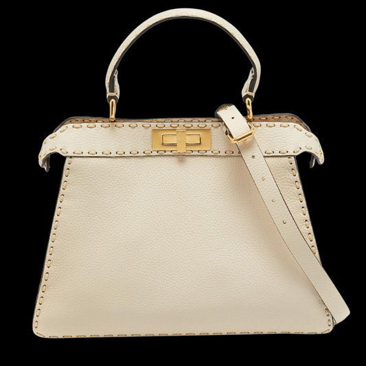 White Leather Fendi Peekaboo